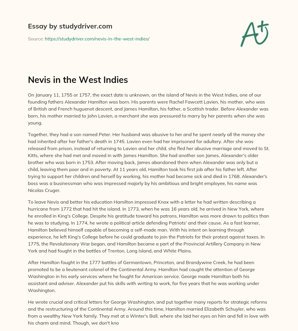 Nevis in the West Indies essay