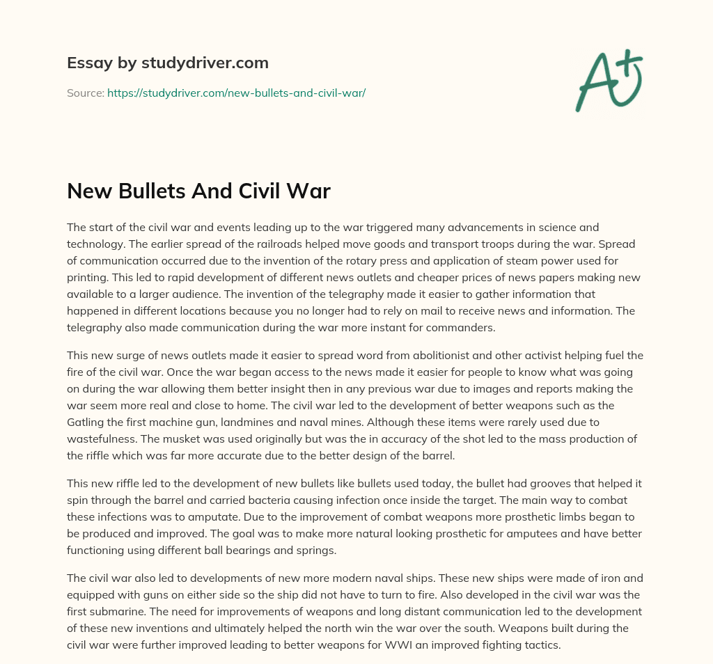 New Bullets and Civil War essay