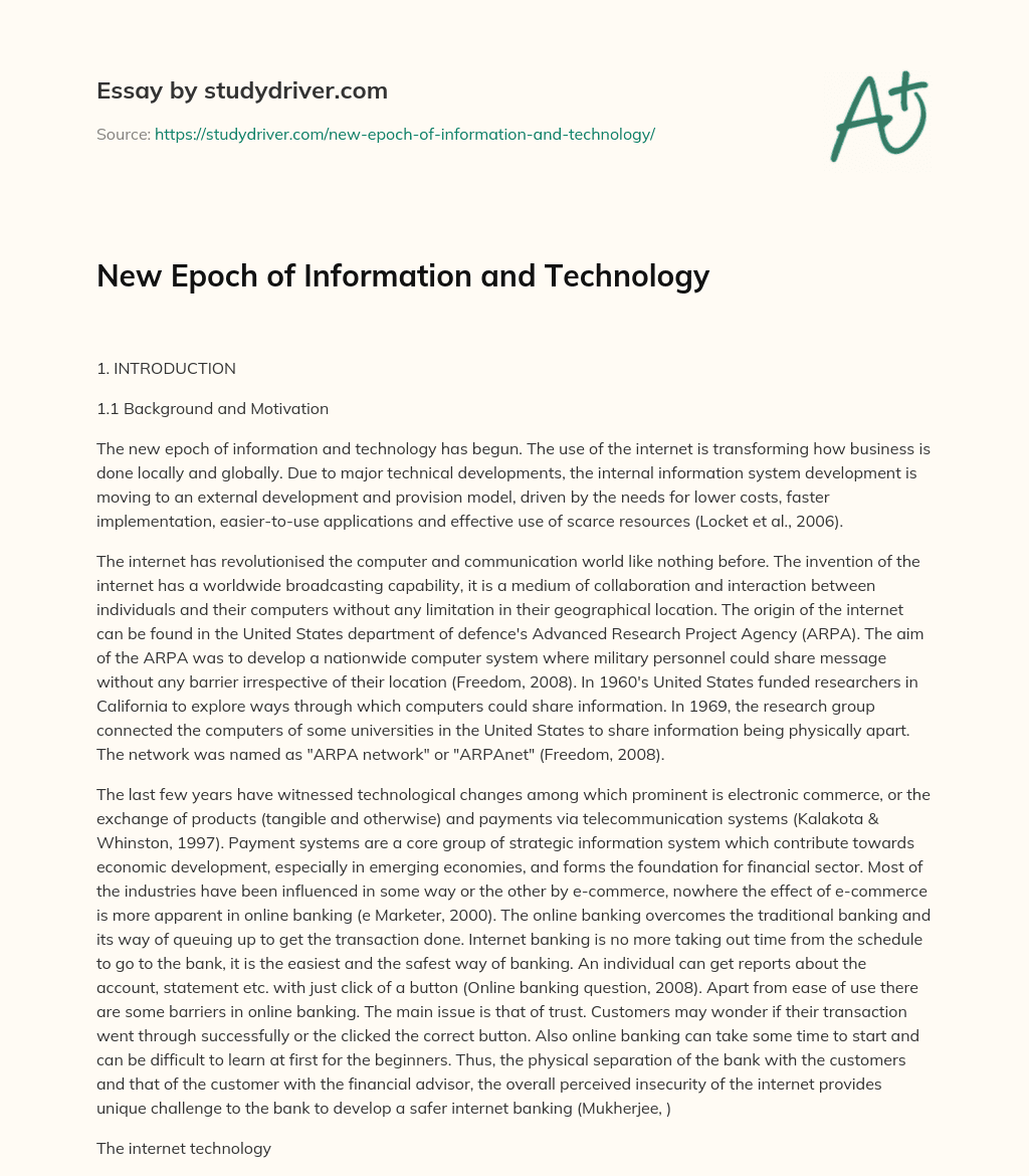New Epoch of Information and Technology essay