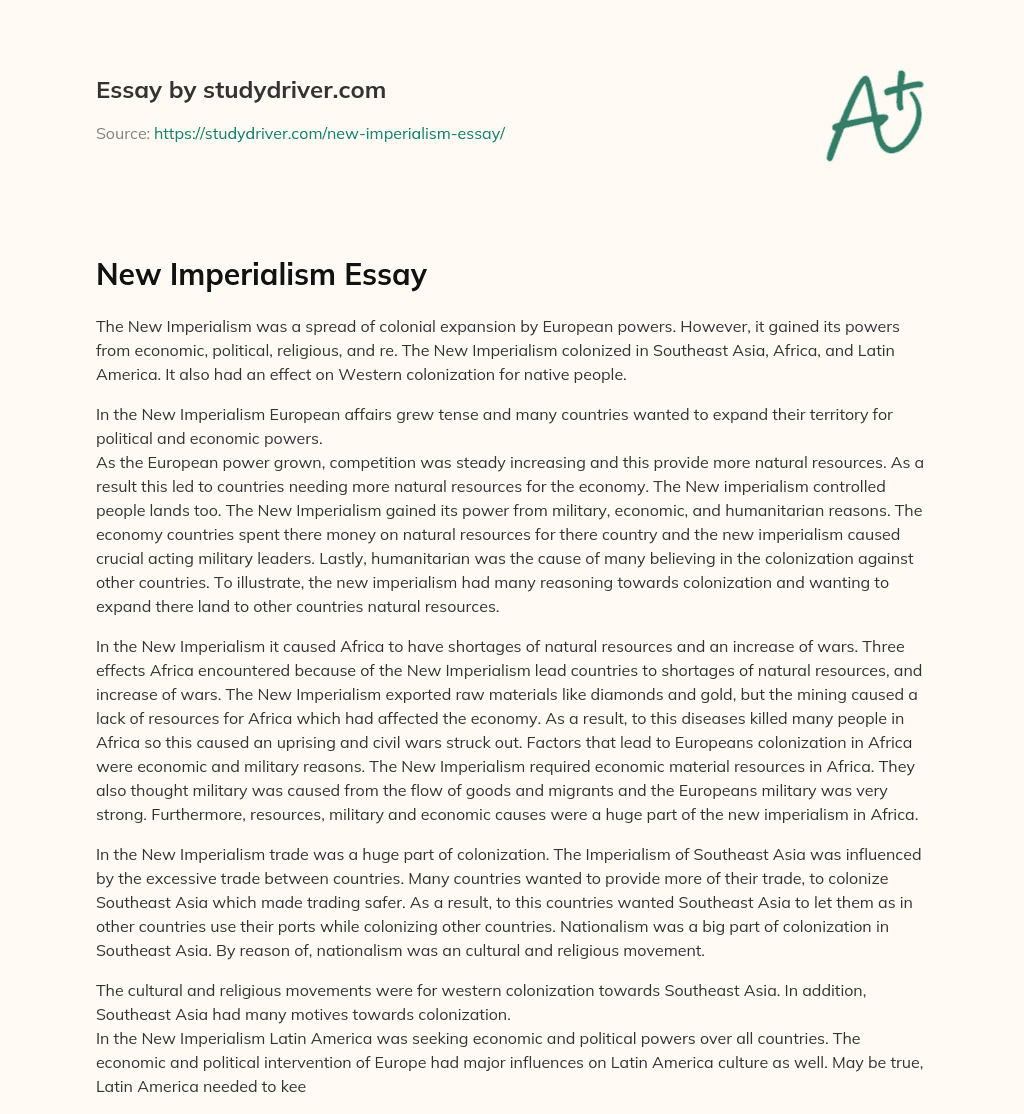 New Imperialism Essay essay