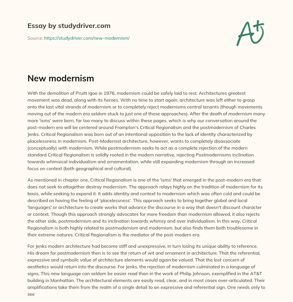 New Modernism essay