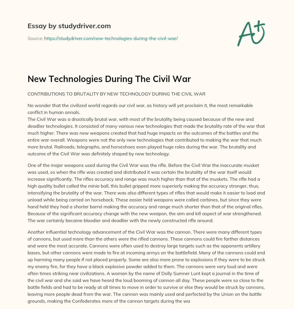 New Technologies during the Civil War essay