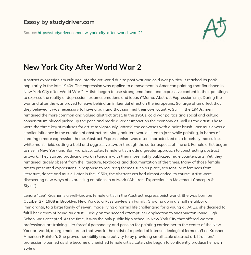 New York City after World War 2 essay