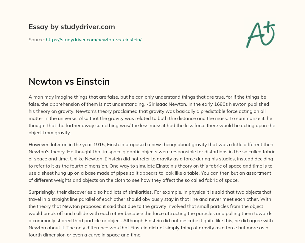 Newton Vs Einstein essay