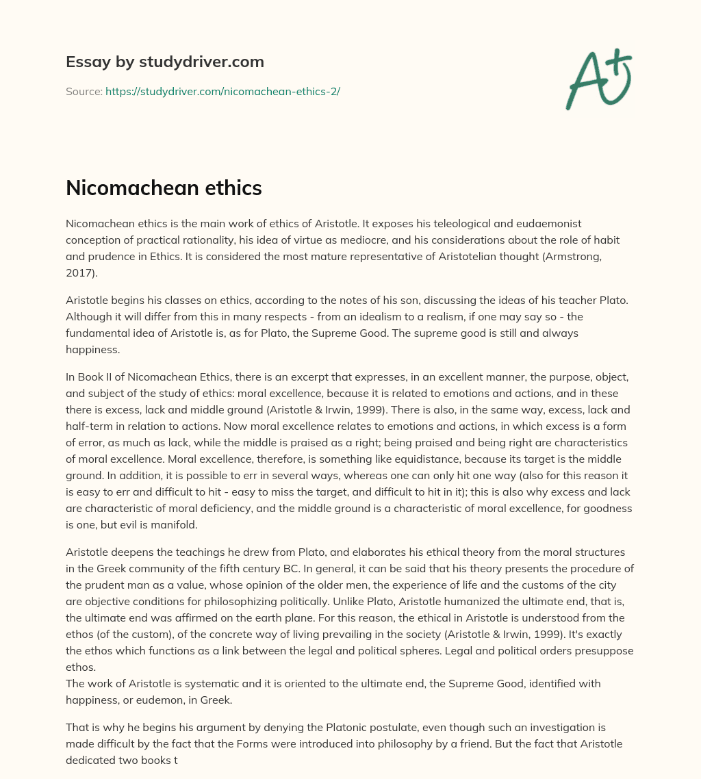 Nicomachean Ethics essay