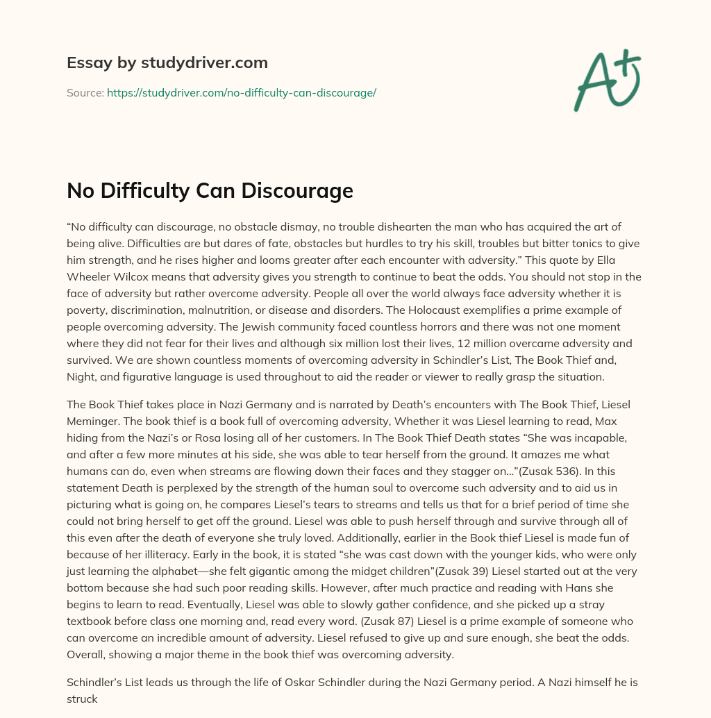 No Difficulty Can Discourage essay
