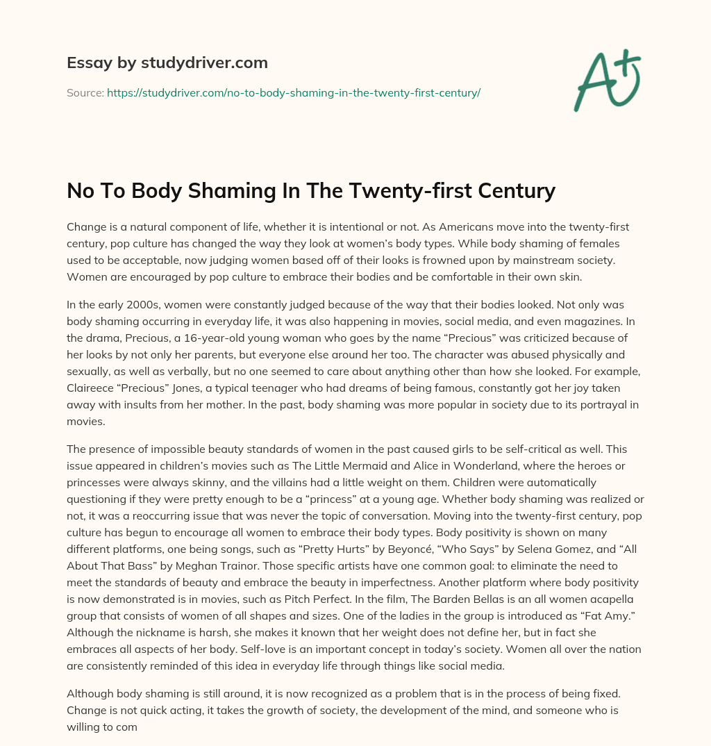 No to Body Shaming in the Twenty-first Century essay