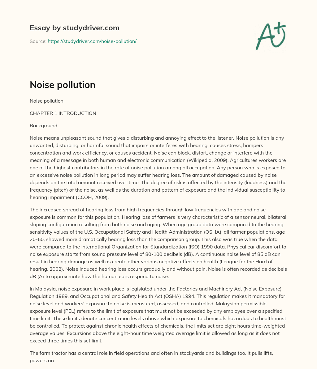 Noise Pollution essay