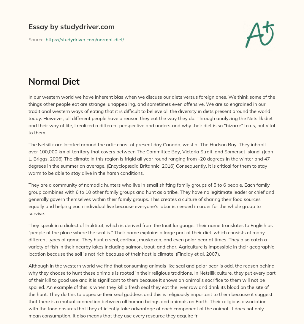 Normal Diet essay
