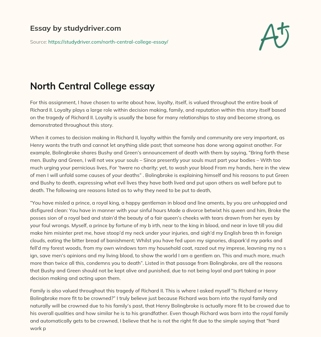 North Central College Essay essay