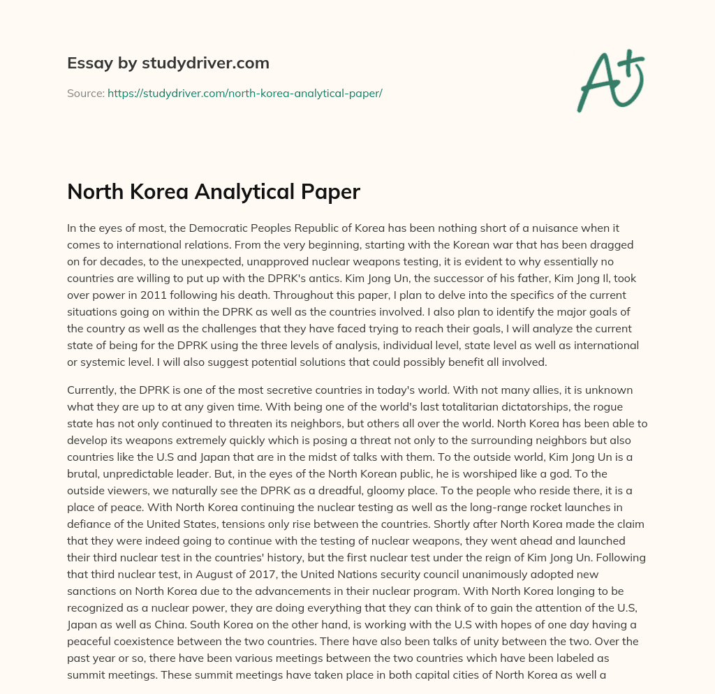 North Korea Analytical Paper essay