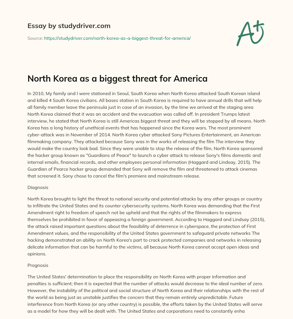 North Korea as a Biggest Threat for America essay