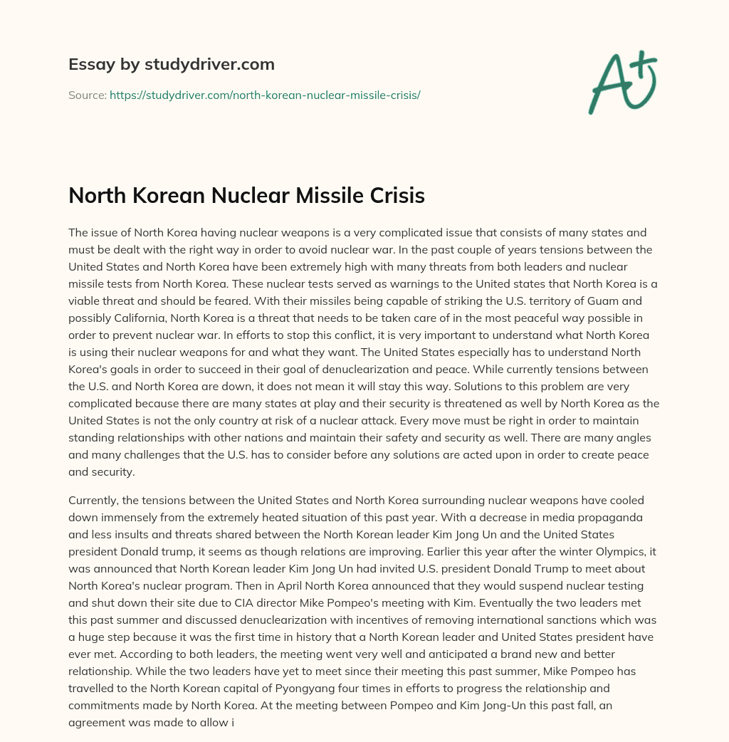 North Korean Nuclear Missile Crisis essay