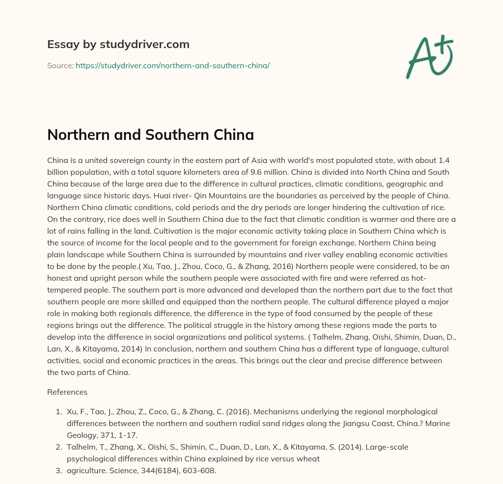 Northern and Southern China essay