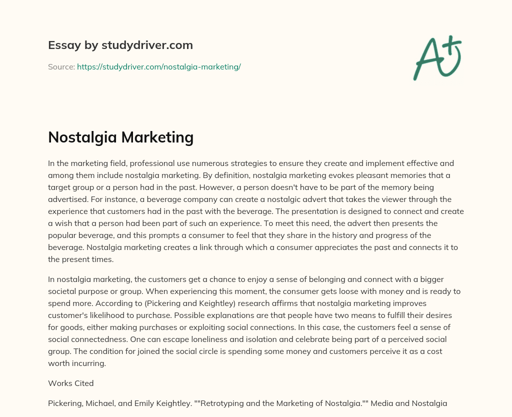 Nostalgia Marketing essay