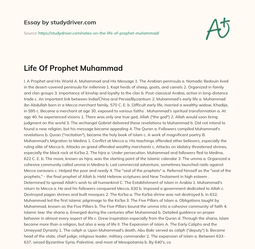 life of prophet muhammad essay