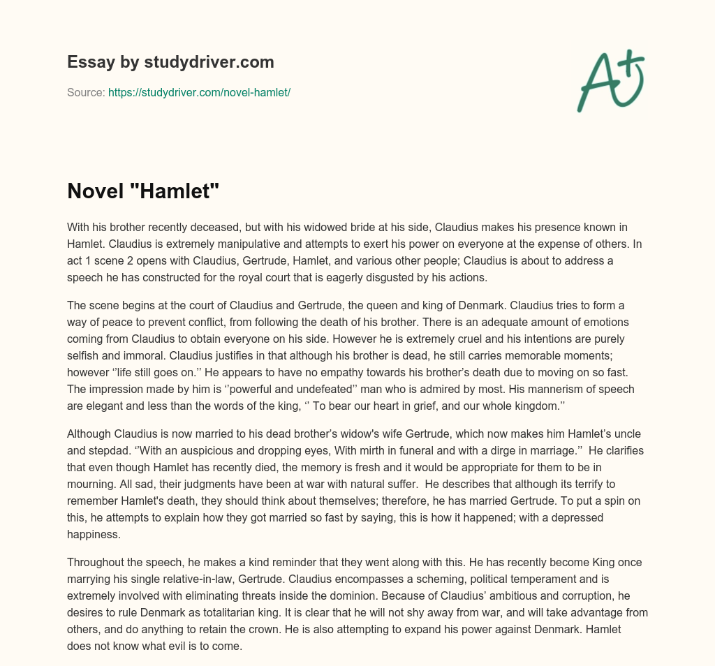 Novel “Hamlet” essay