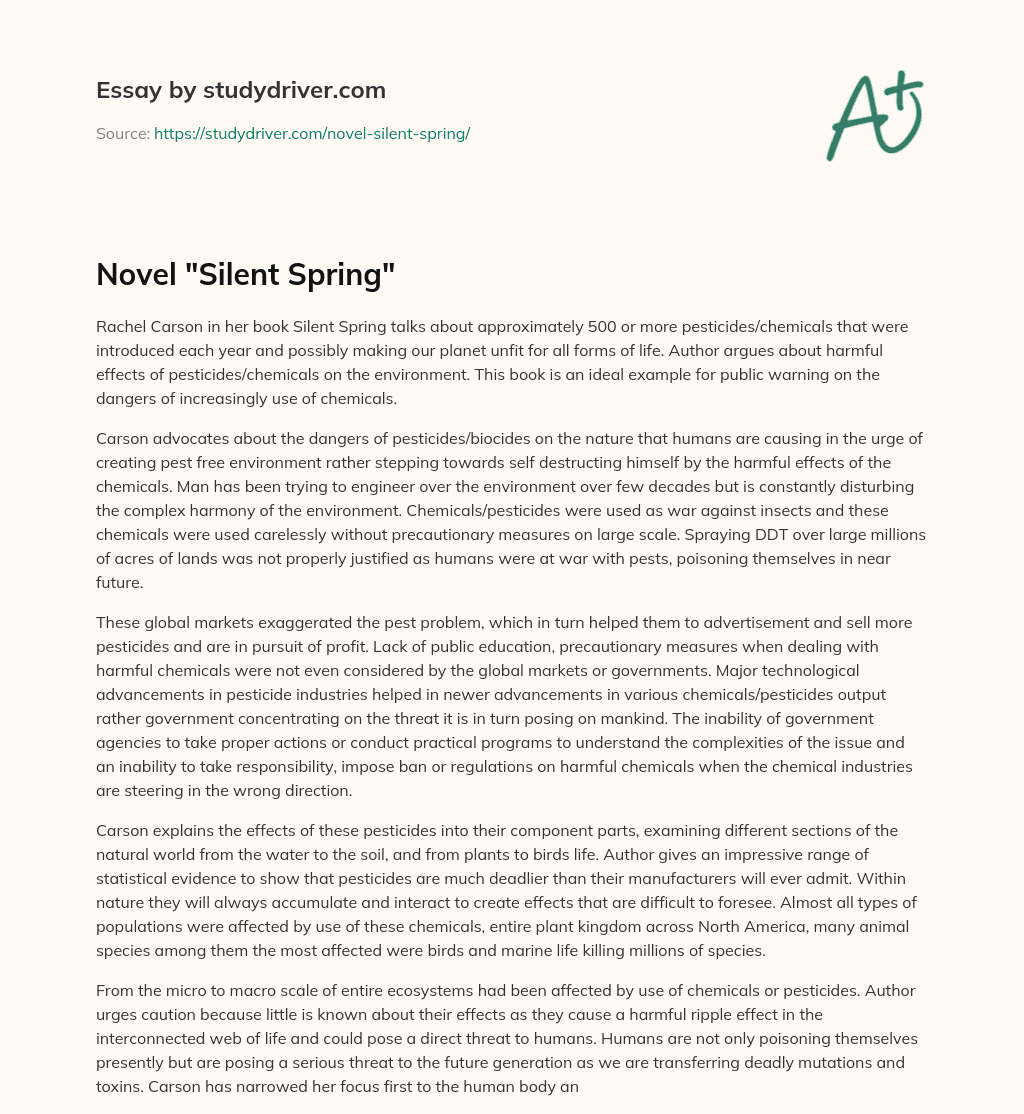 Novel “Silent Spring” essay
