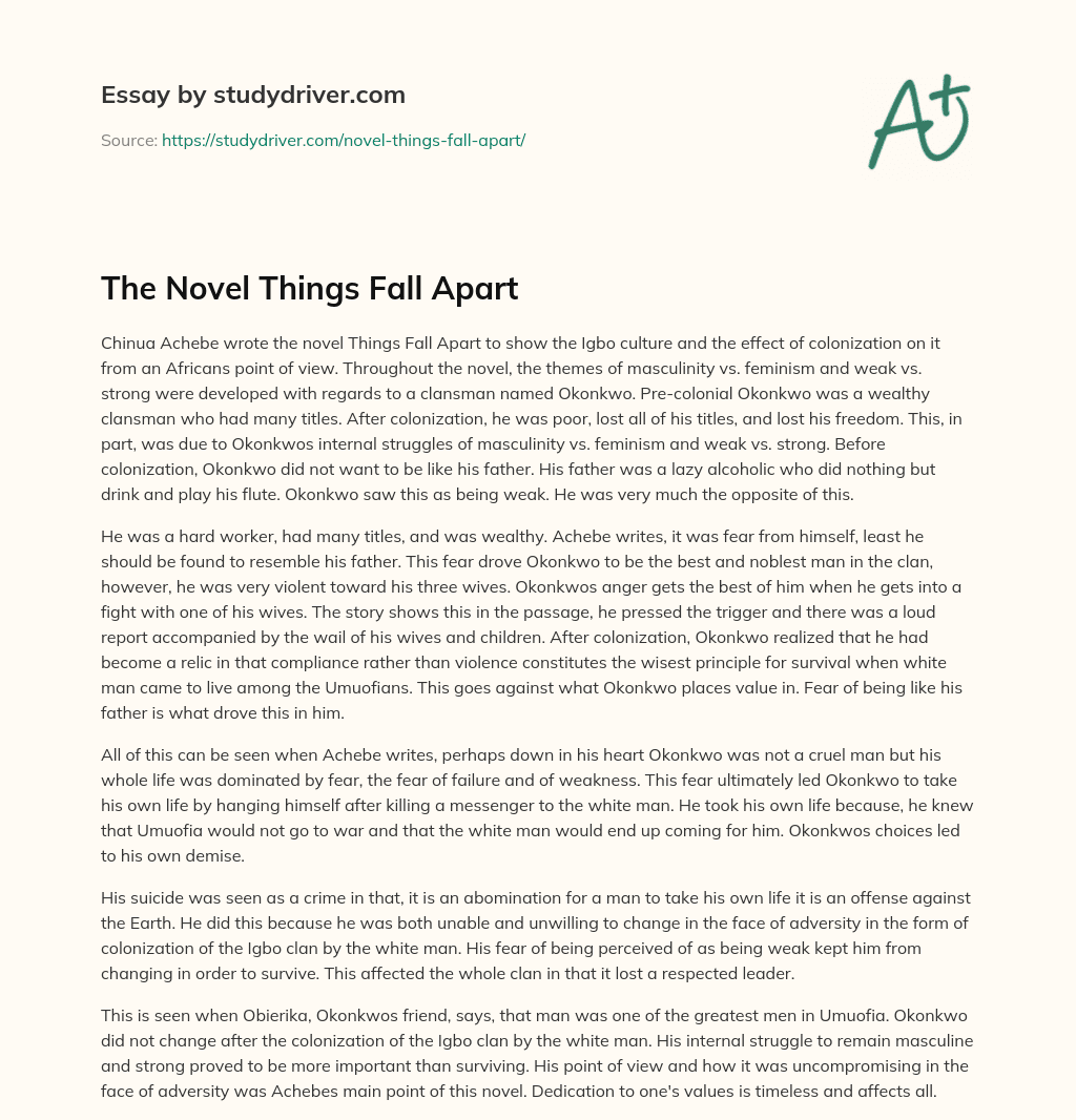 The Novel Things Fall Apart essay