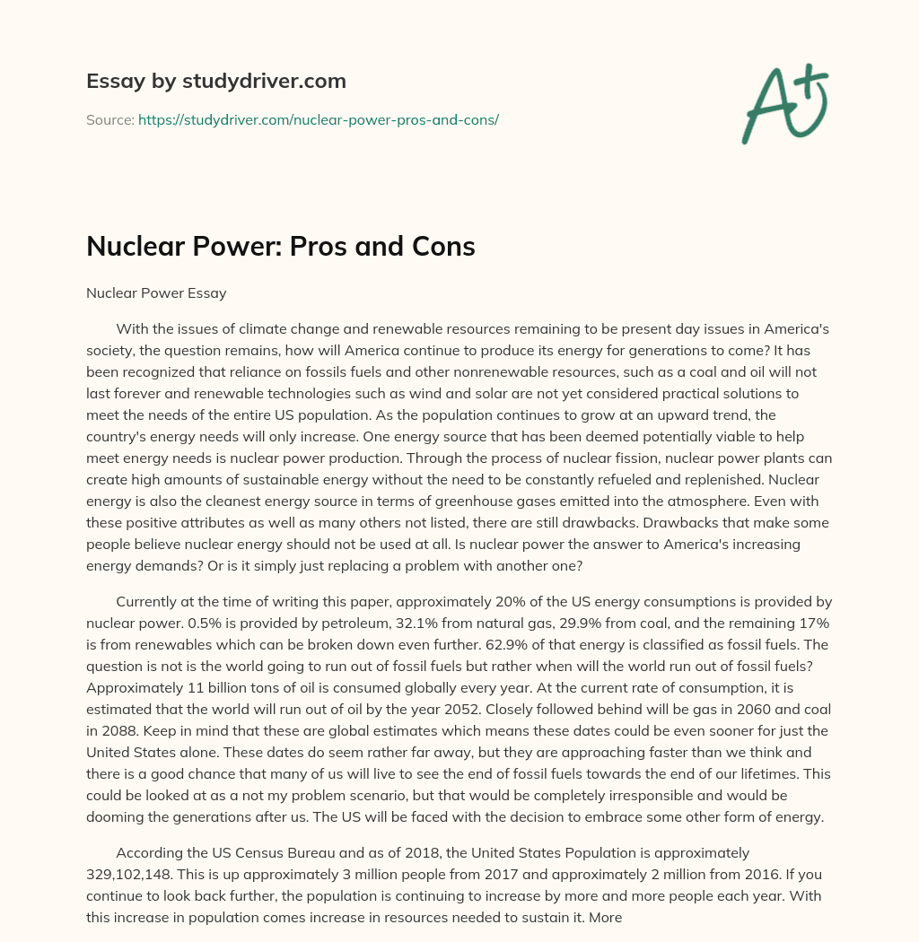 Nuclear Power: Pros and Cons essay