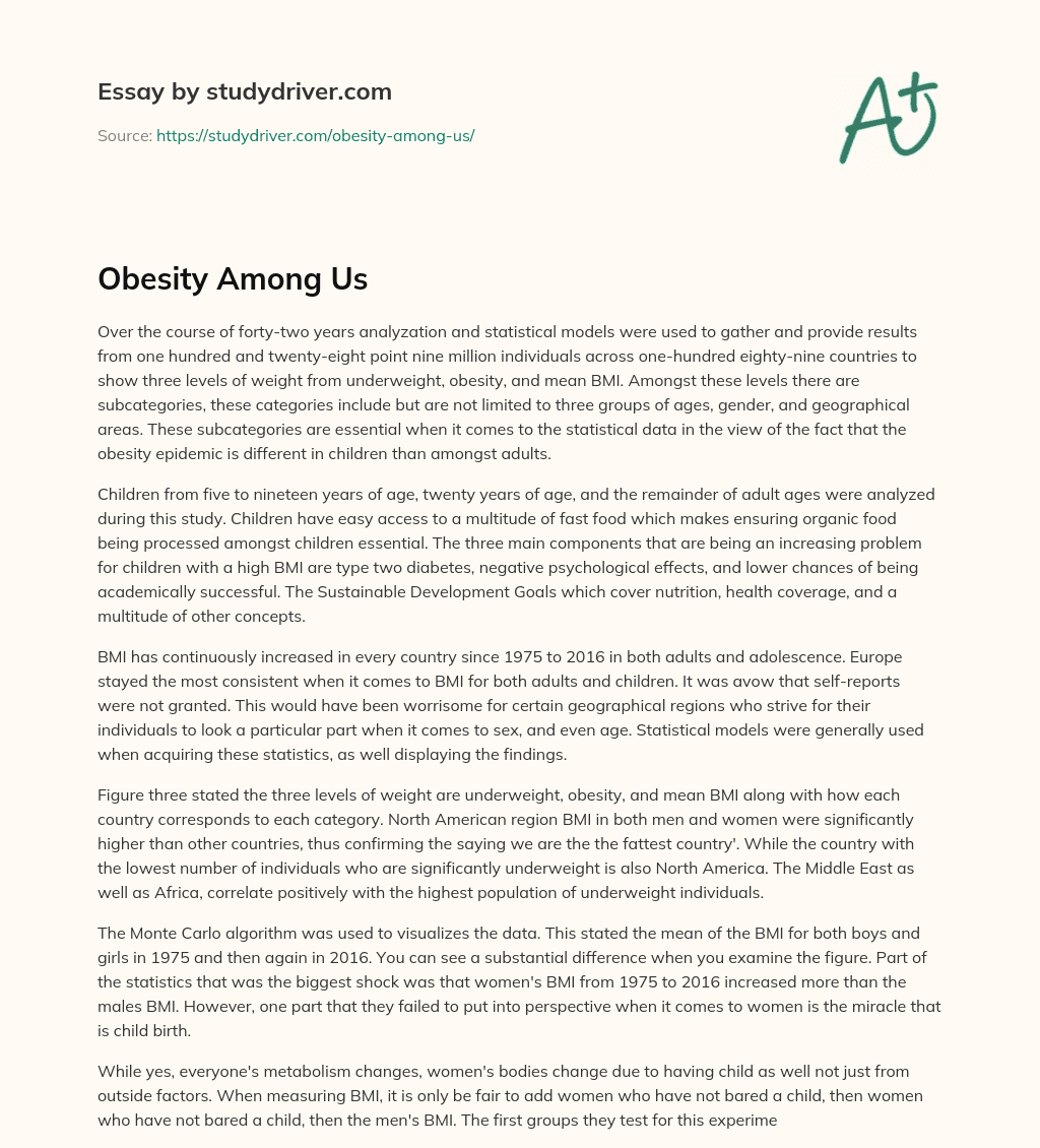 Obesity Among Us essay