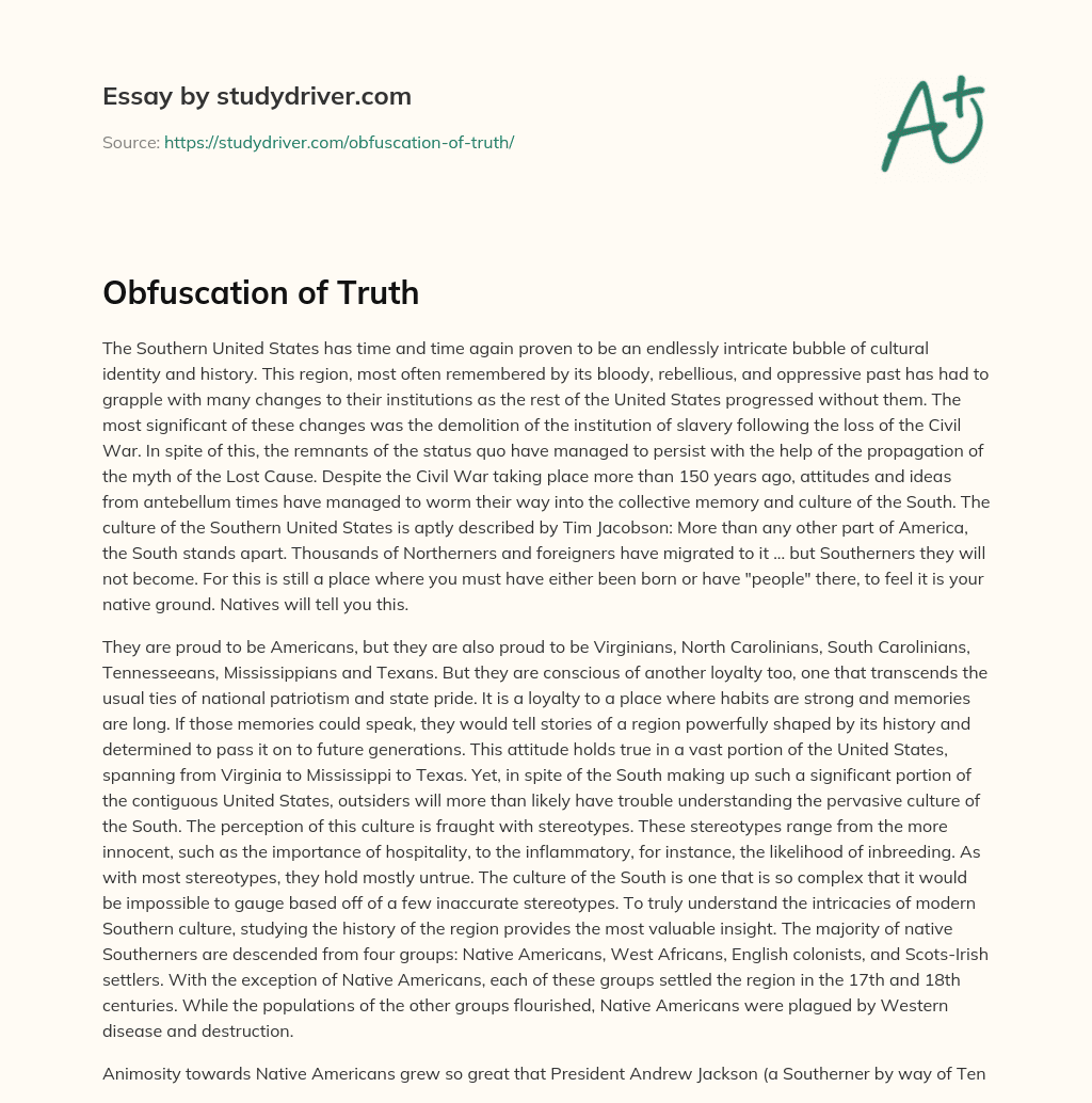 Obfuscation of Truth essay