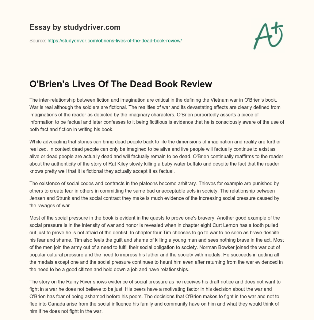 O’Brien’s Lives of the Dead Book Review essay
