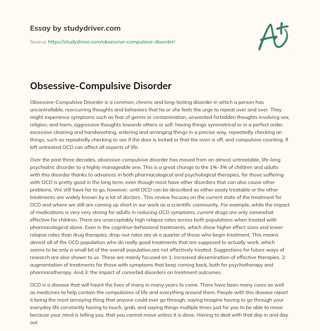 Obsessive-Compulsive Disorder essay