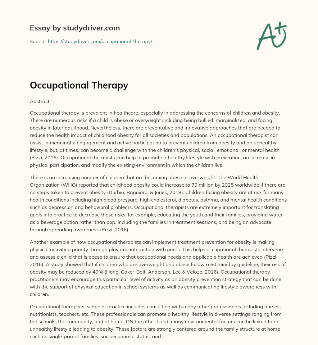 introduction of occupational therapy essay