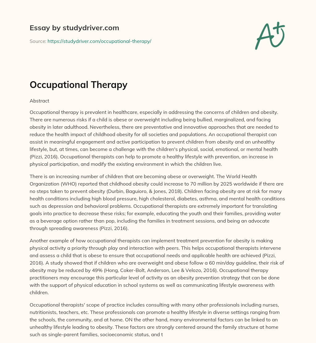 Occupational Therapy essay