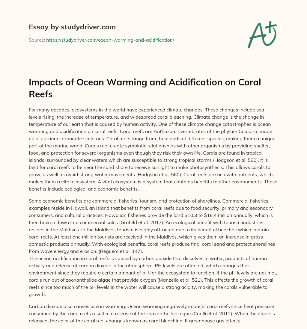 Impacts of Ocean Warming and Acidification on Coral Reefs essay