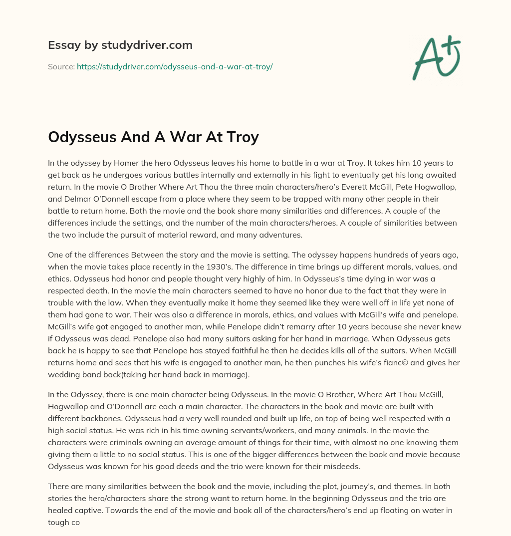Odysseus and a War at Troy essay