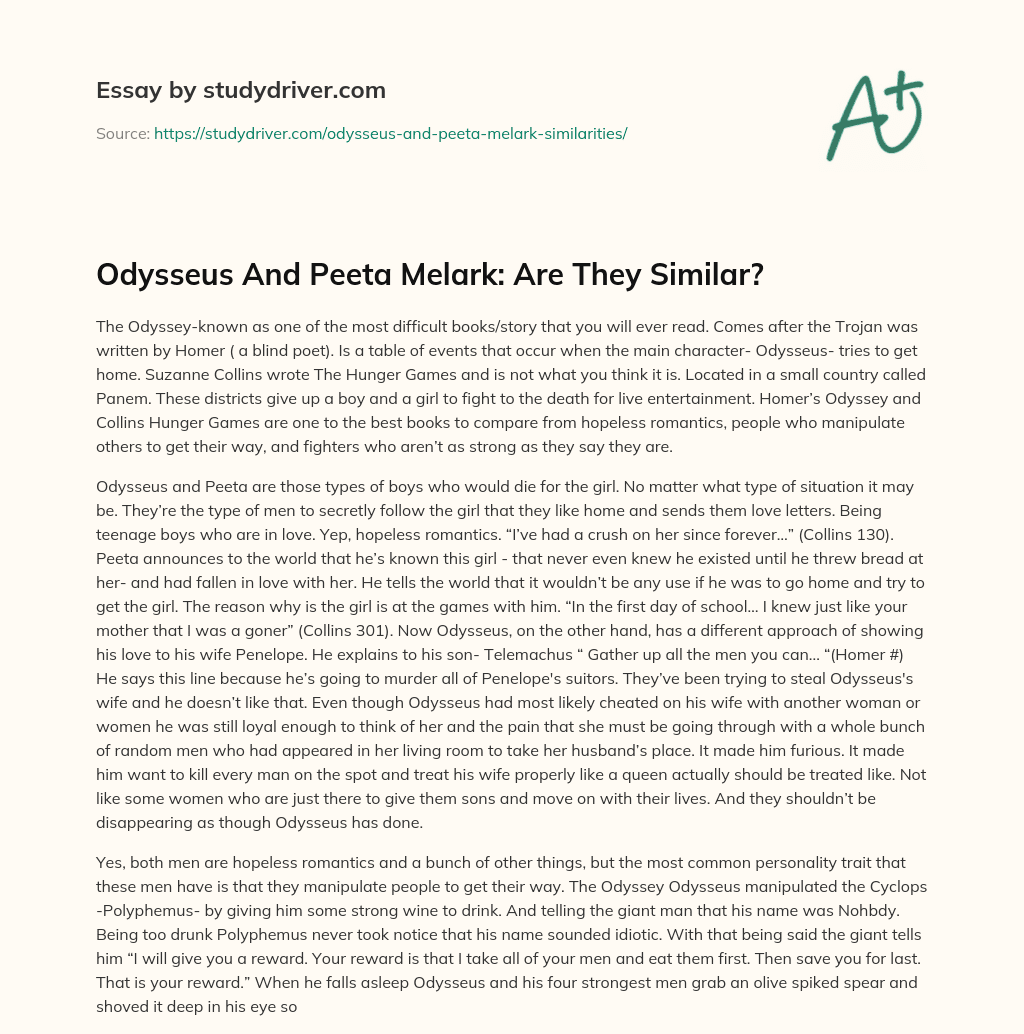 Odysseus and Peeta Melark: are they Similar? essay