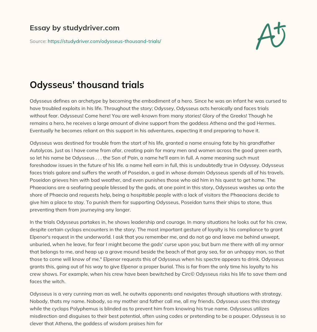 Odysseus’ Thousand Trials essay
