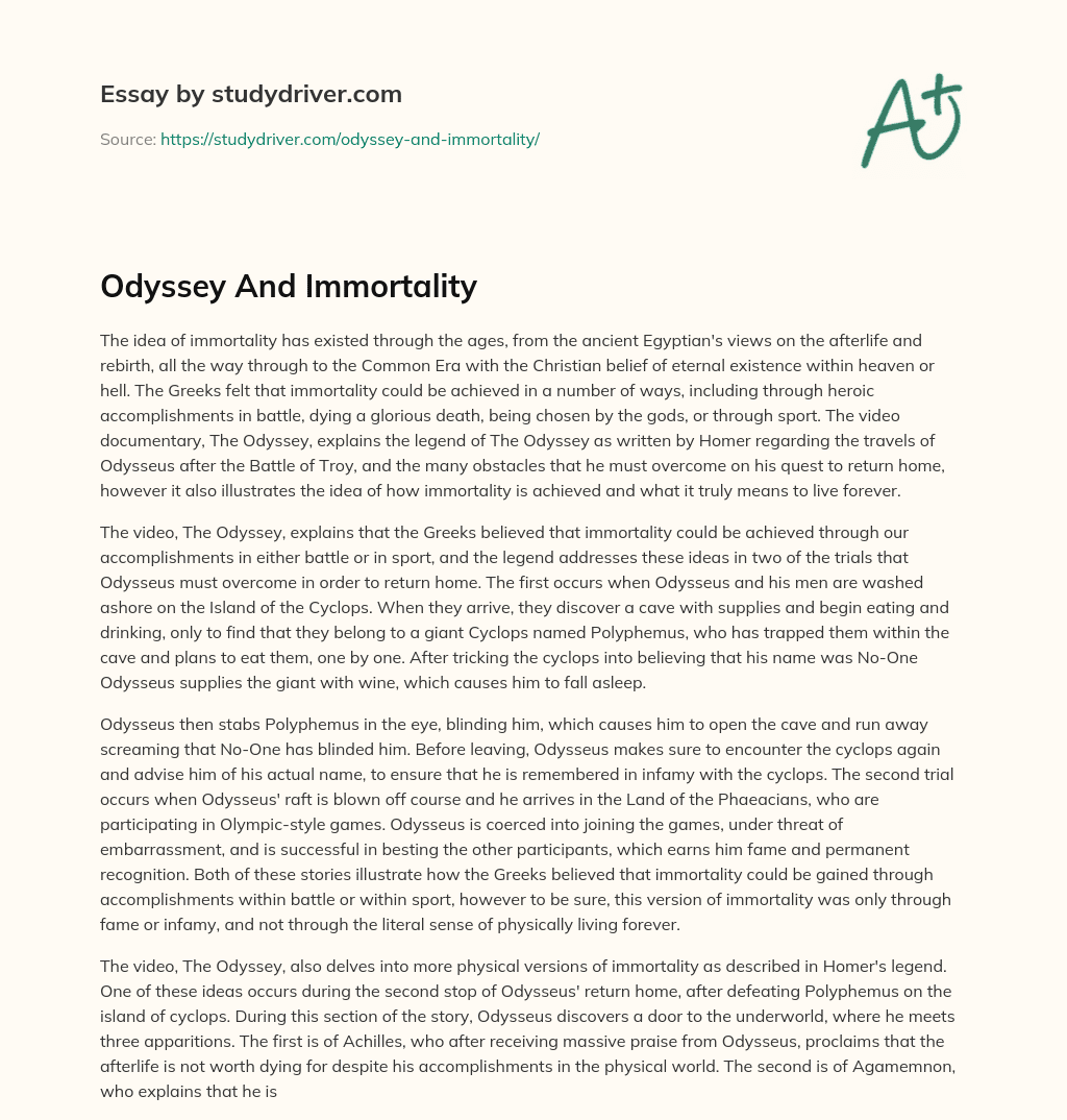 Odyssey and Immortality essay