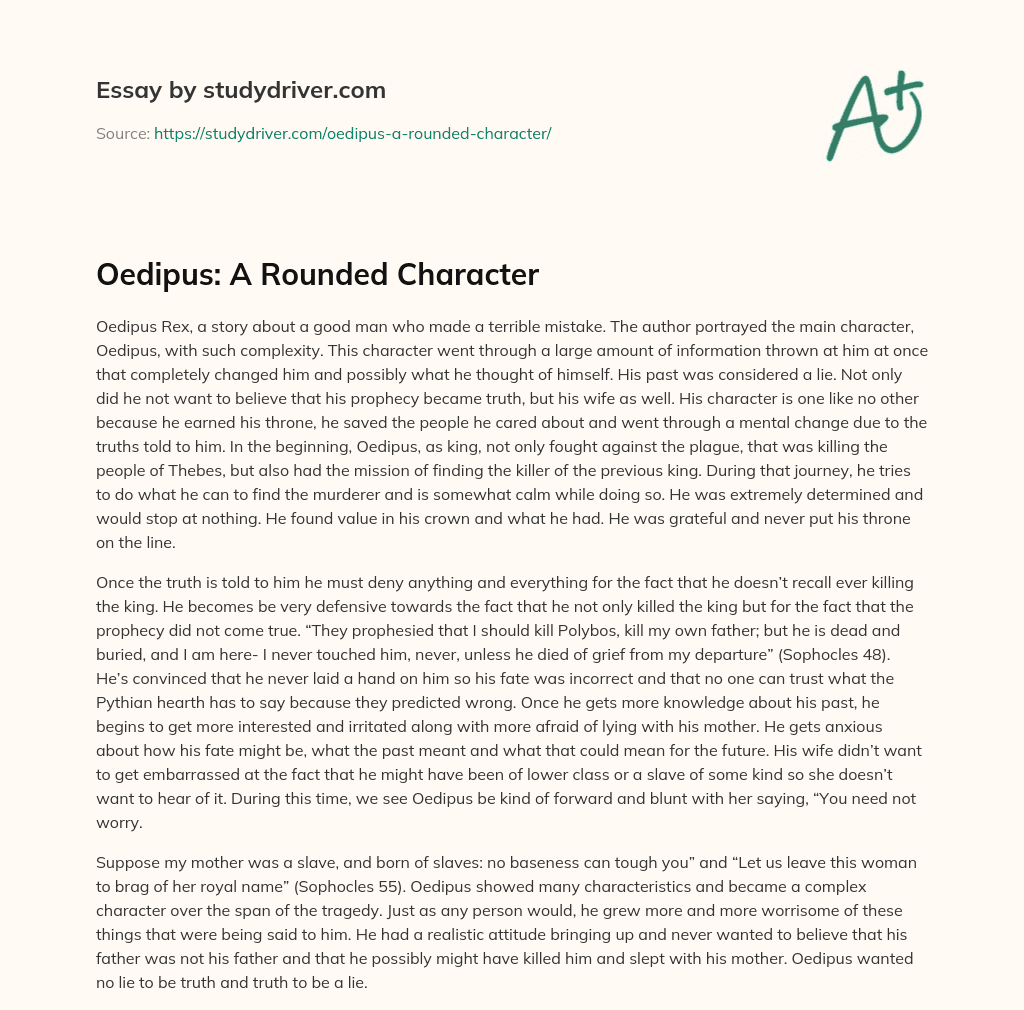 Oedipus: a Rounded Character essay