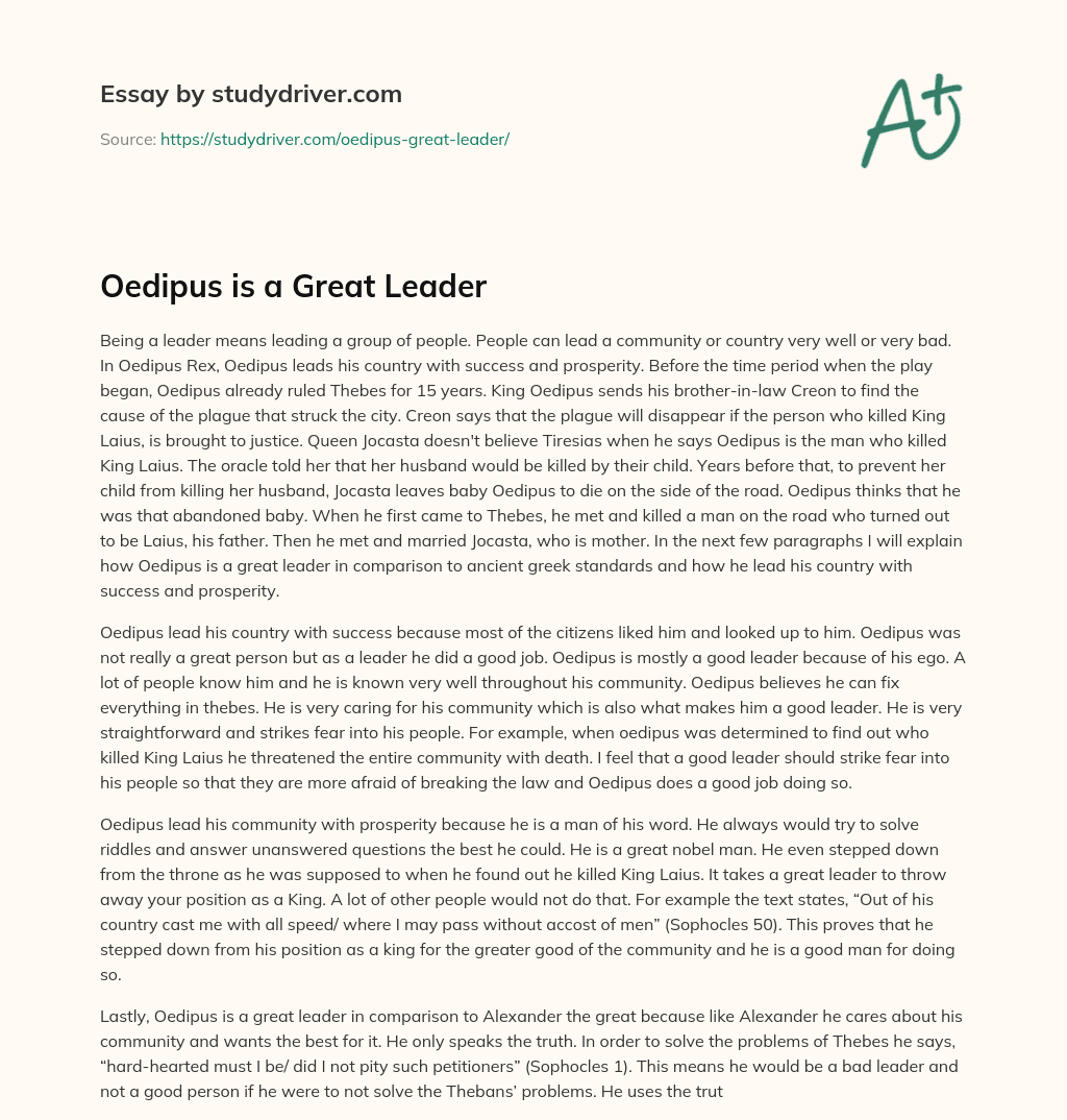 Oedipus is a Great Leader essay