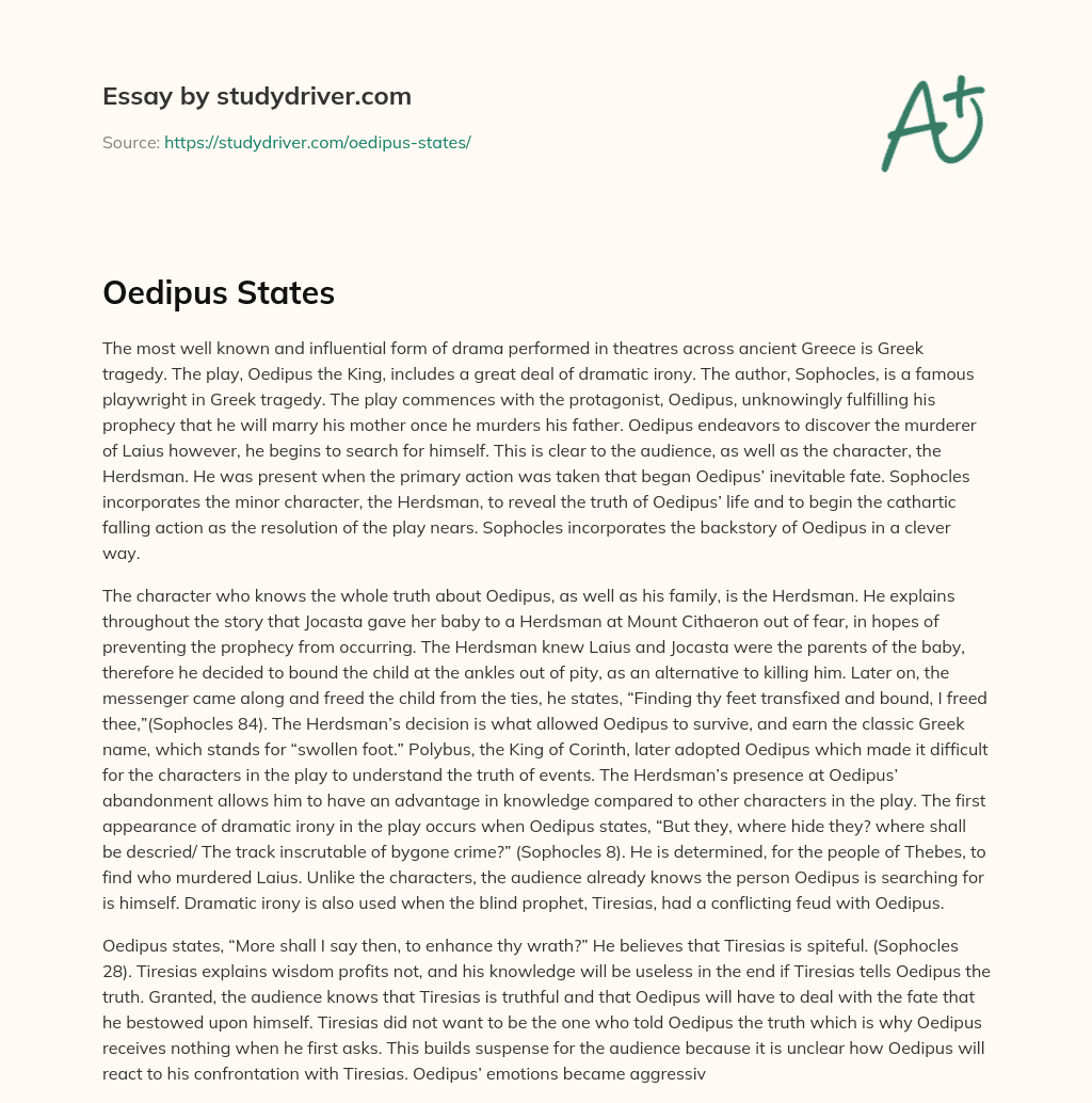 Oedipus States essay