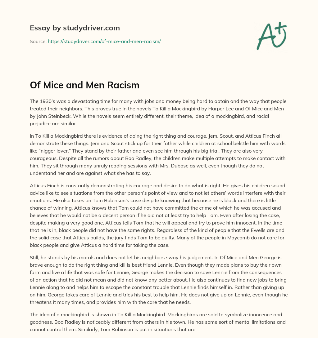 Of Mice and Men Racism essay