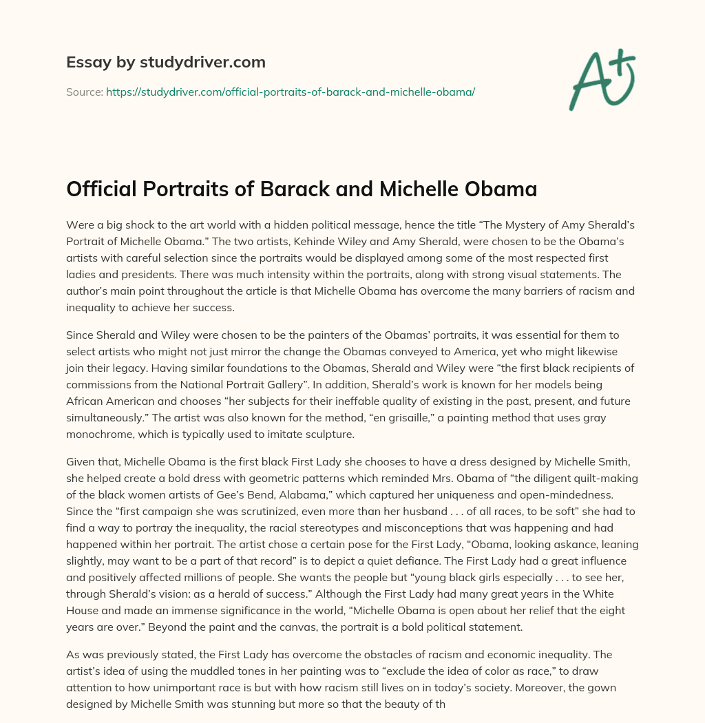 Official Portraits of Barack and Michelle Obama essay