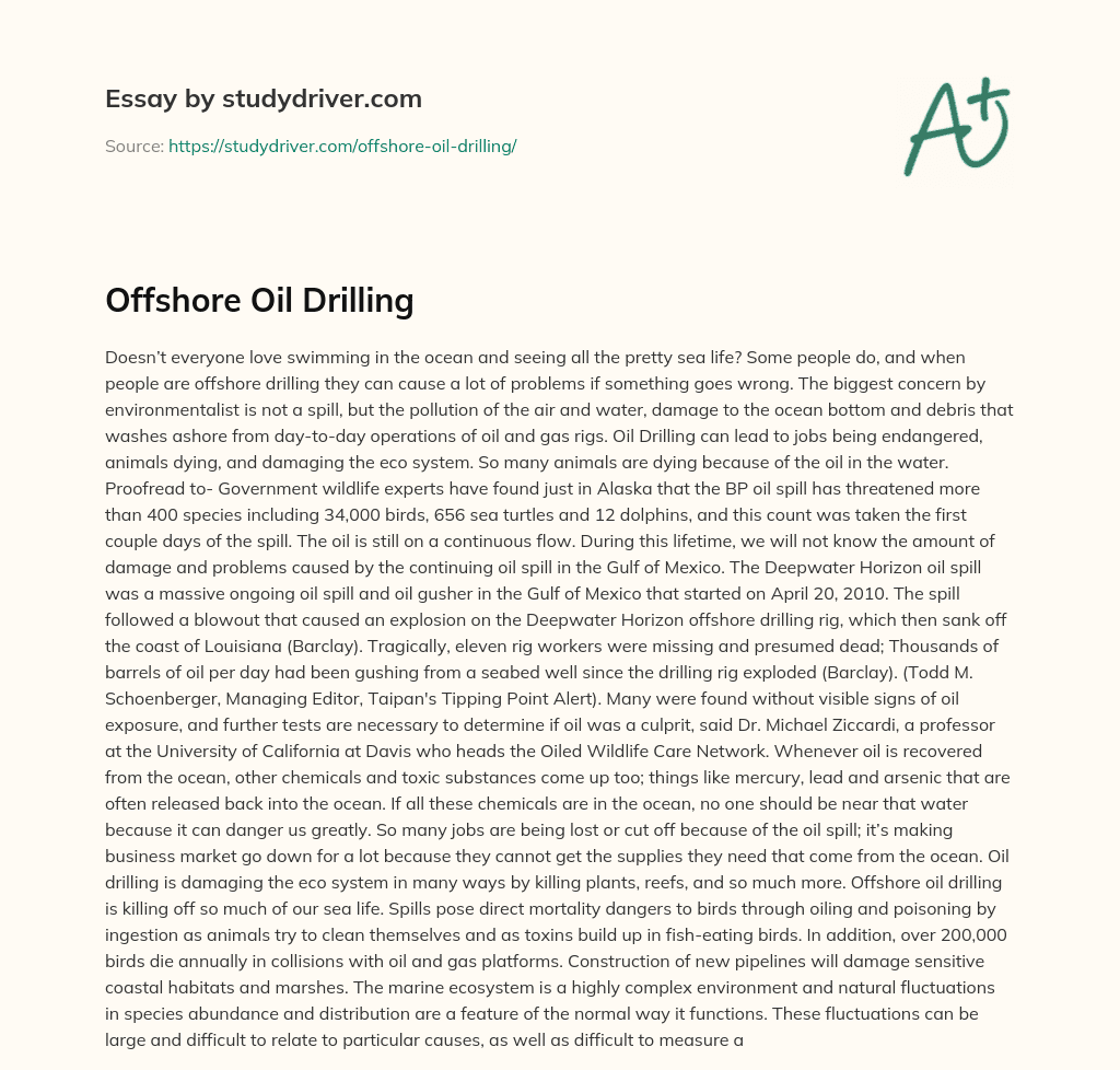 Offshore Oil Drilling essay