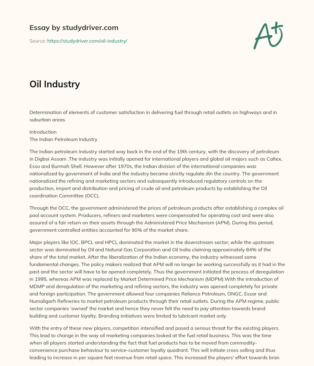 Oil Industry essay