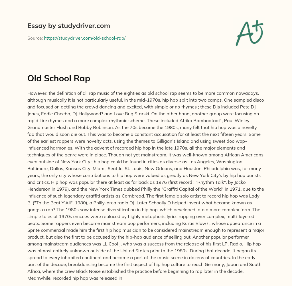 Old School Rap essay