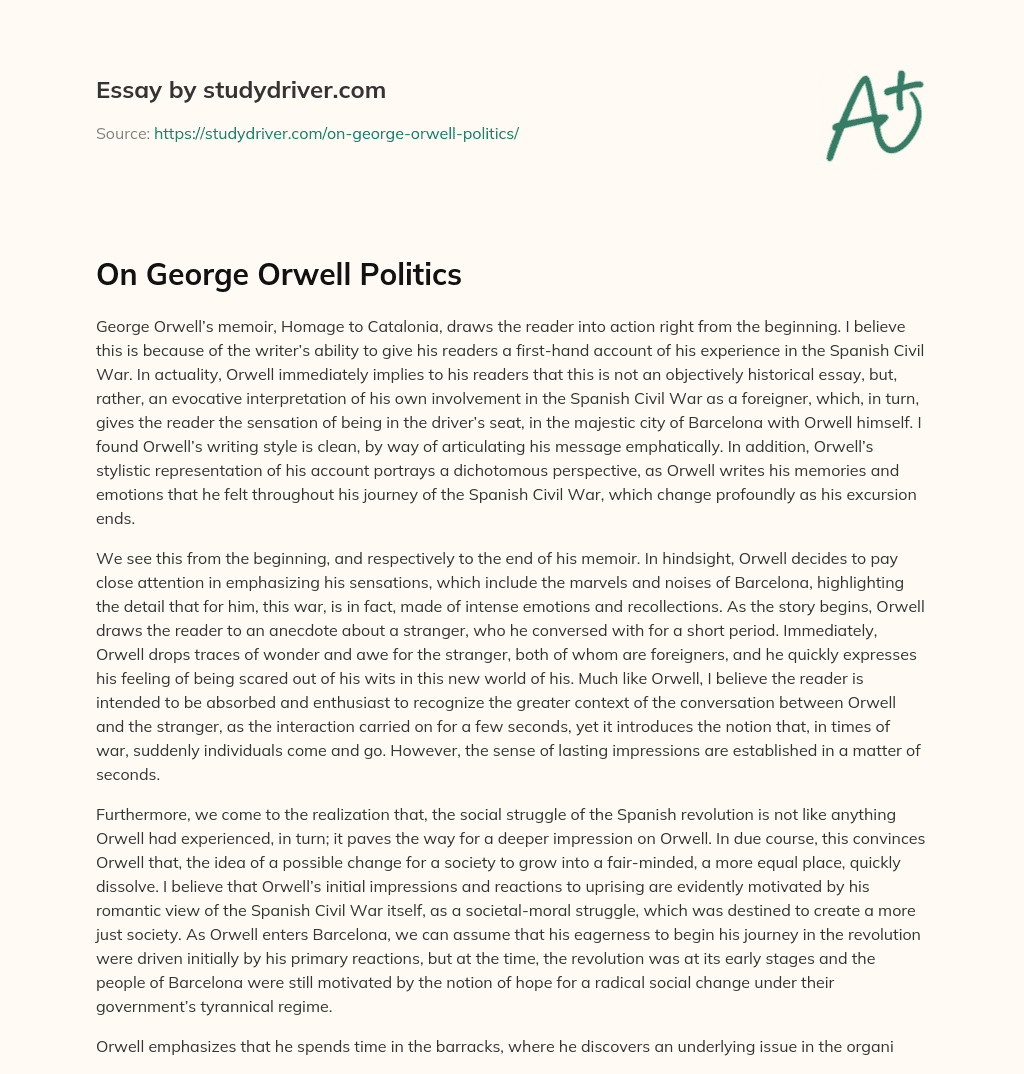 On George Orwell Politics essay
