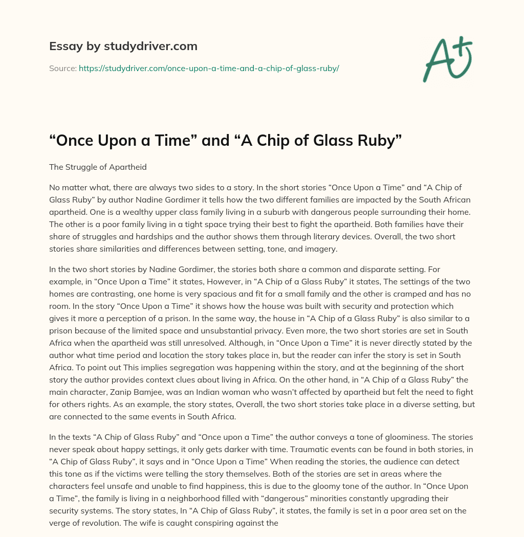 “Once Upon a Time” and “A Chip of Glass Ruby” essay