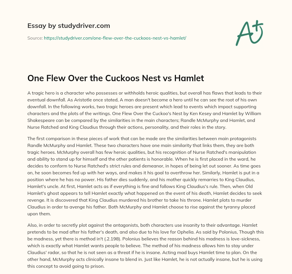 One Flew over the Cuckoos Nest Vs Hamlet essay