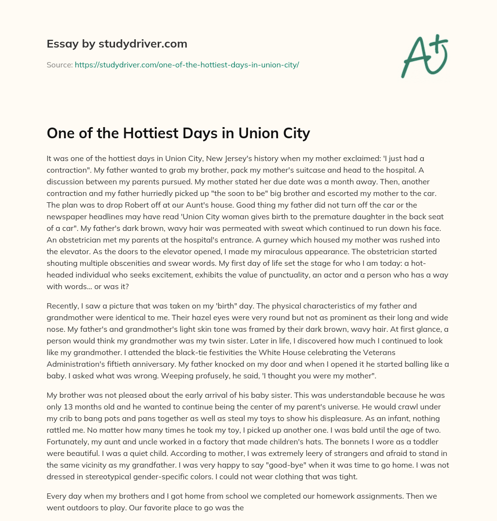 One of the Hottiest Days in Union City essay