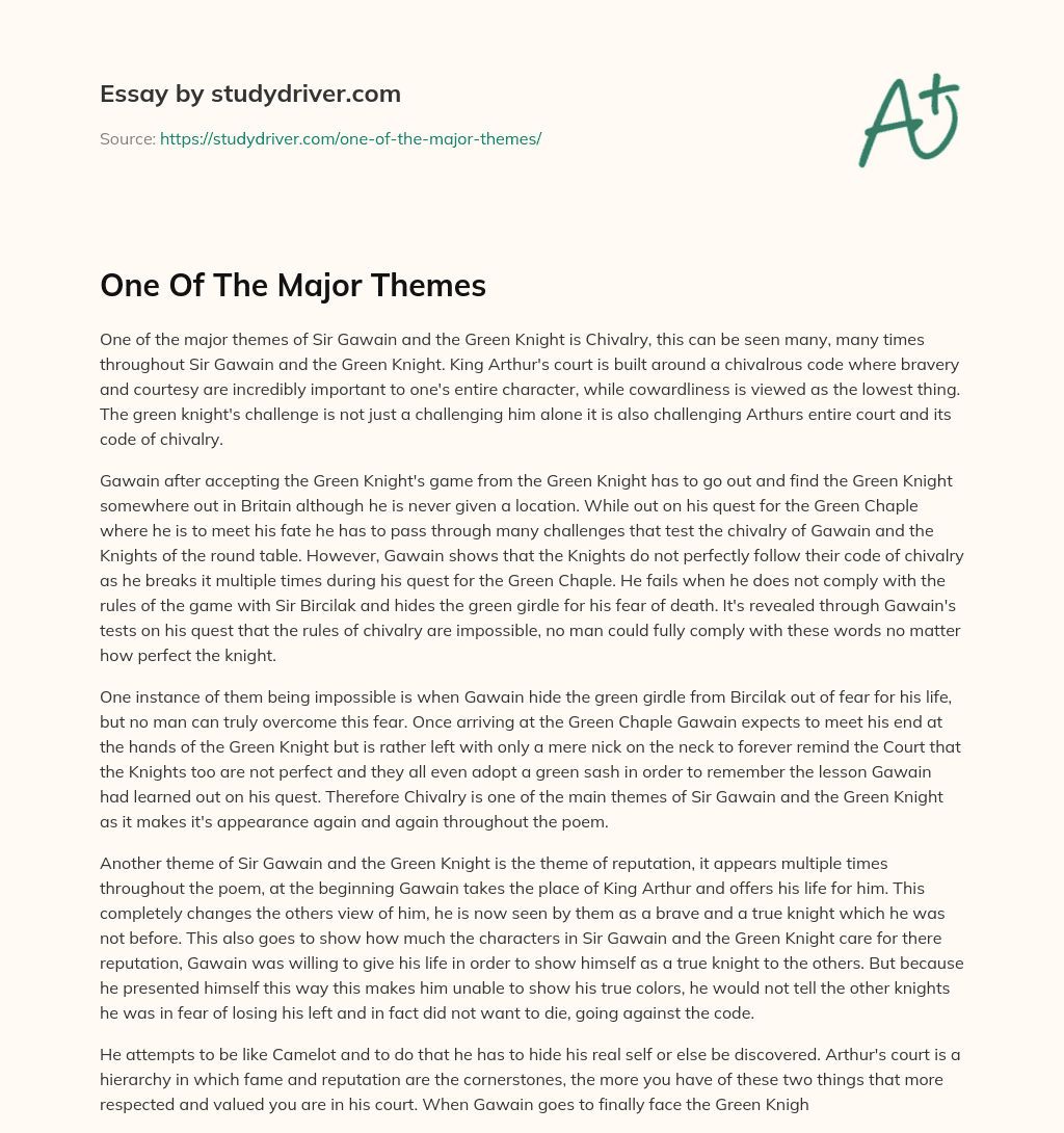 One of the Major Themes essay