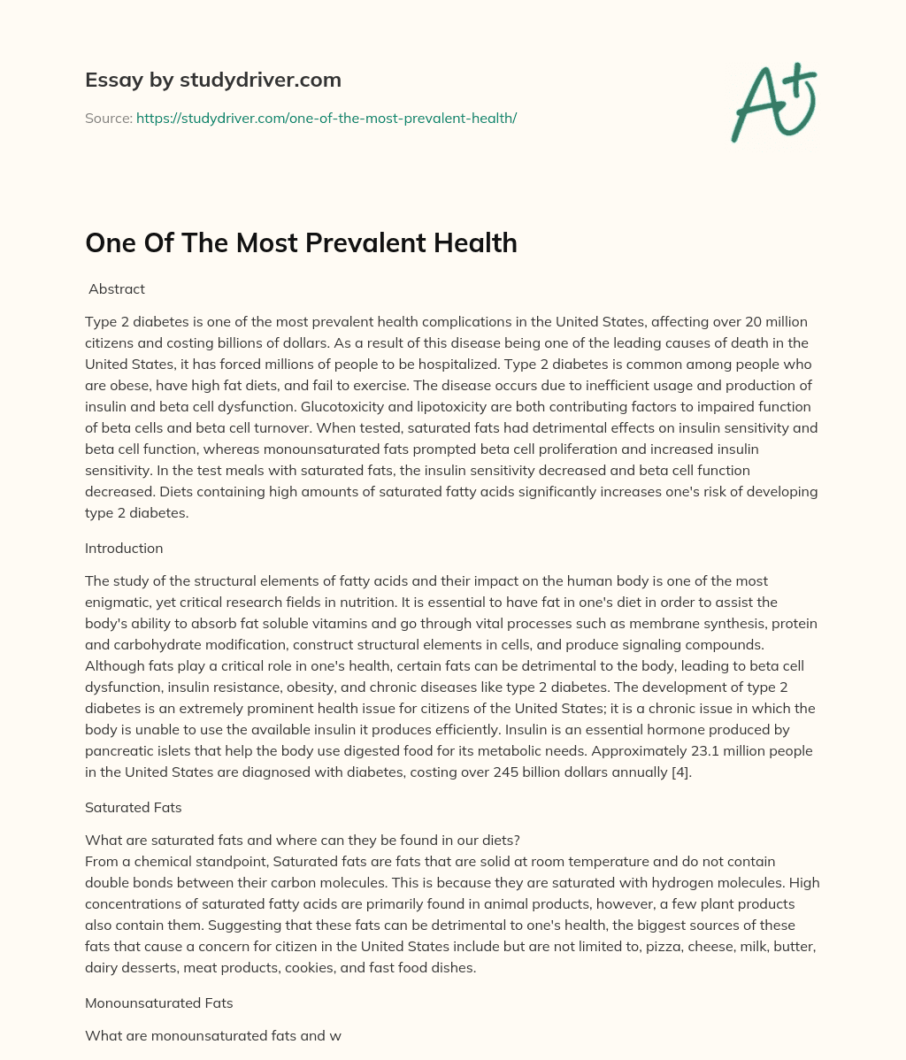 One of the most Prevalent Health essay