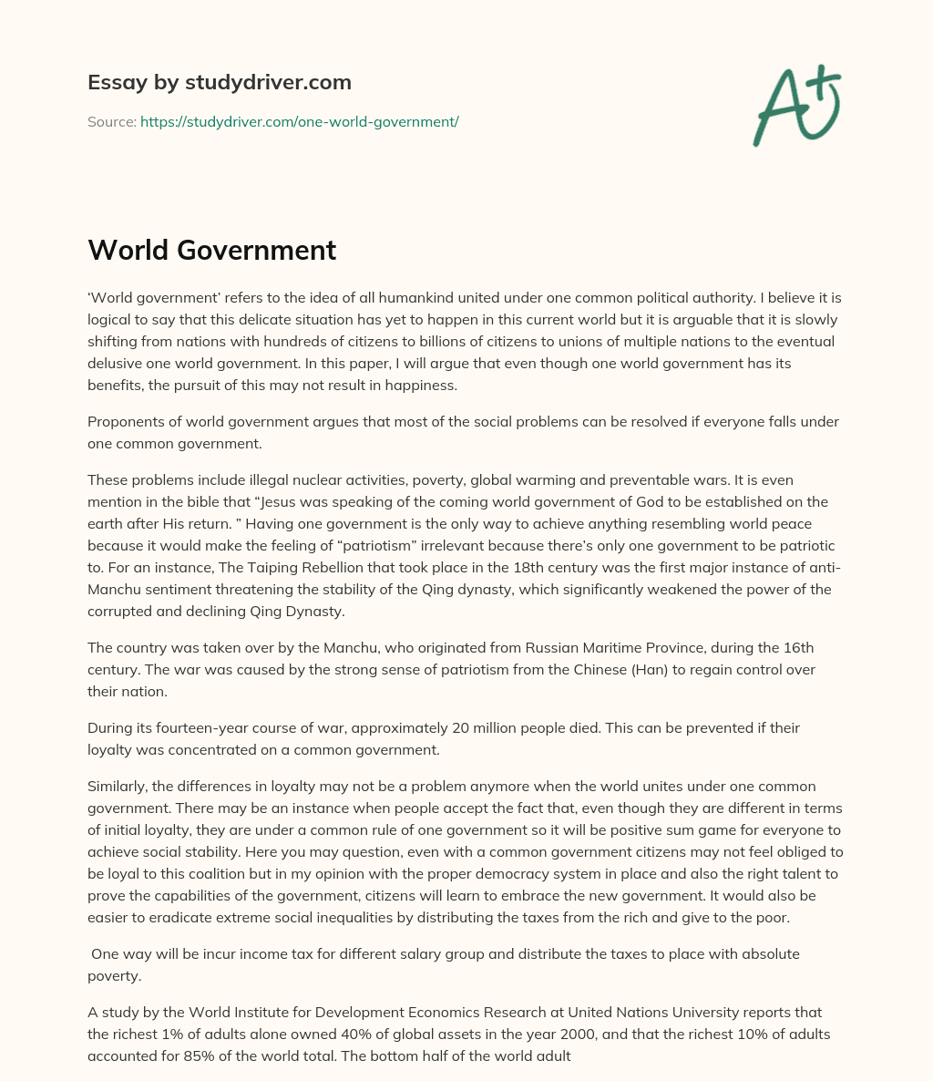 World Government essay